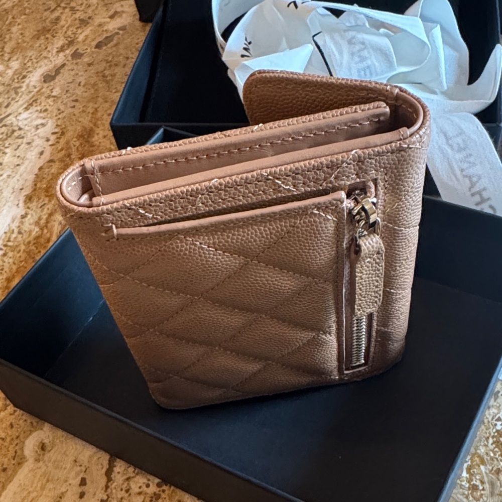 CHANEL Quilted Card & Key Wallet in Camel Tan with Gold CC - Picture 9 of 12